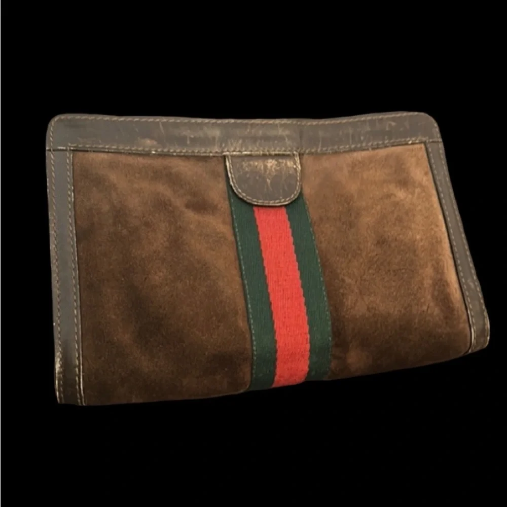 GUCCI PARFUMS Sherry Clutch Hand Bag Suede Leather Brown - Picture 3 of 10